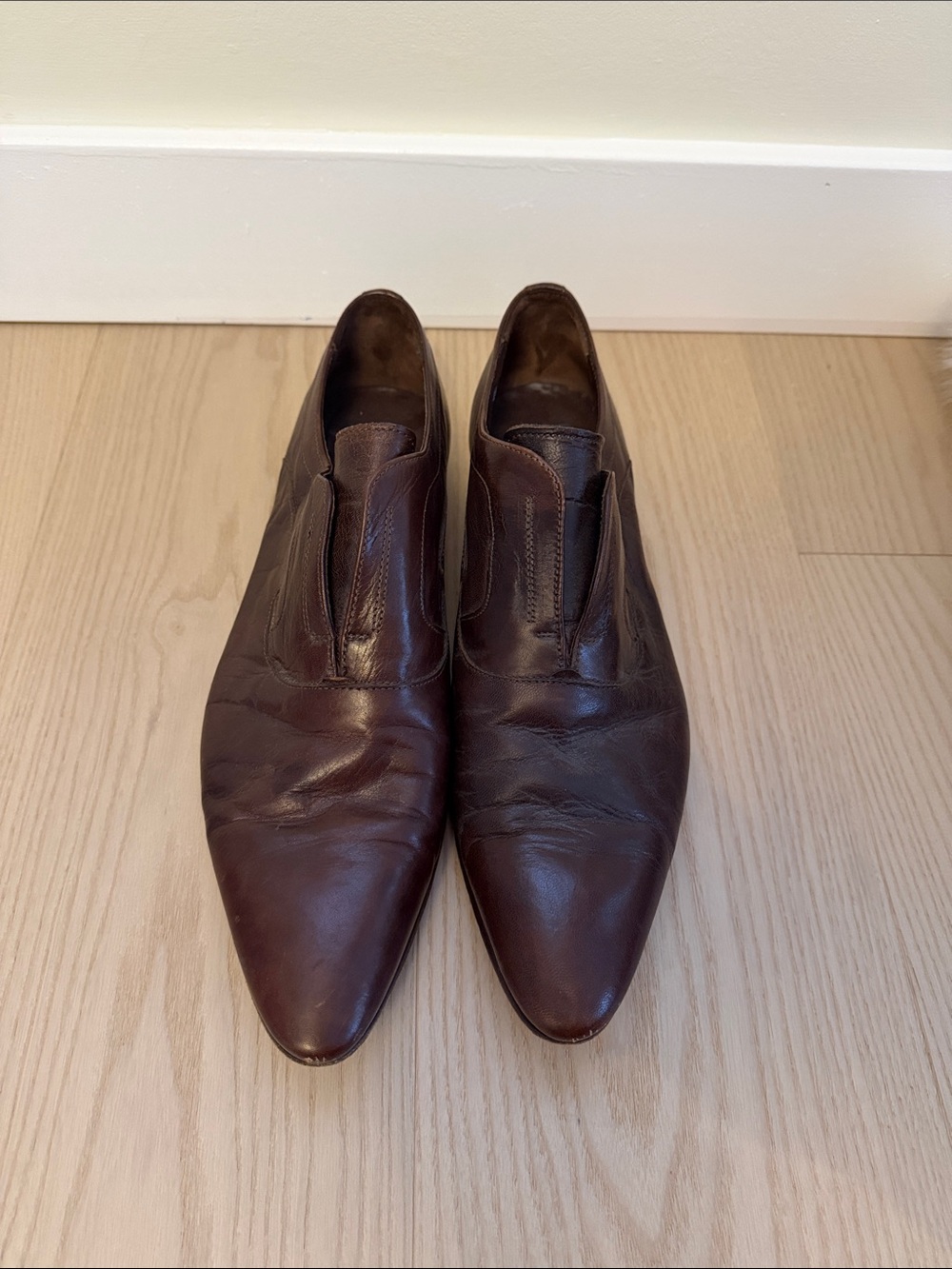 Dolce & Gabbana Dark Brown Leather Slip-On Loafers